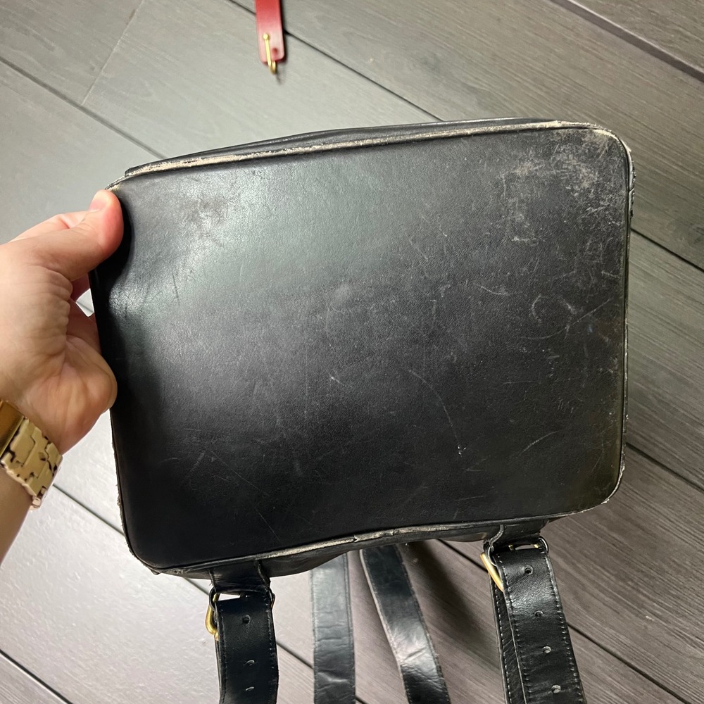 Coach VTG Black Leather Backpack Bucket Daypack USA Made 90s Rare PROJECT BAG - Picture 5 of 15